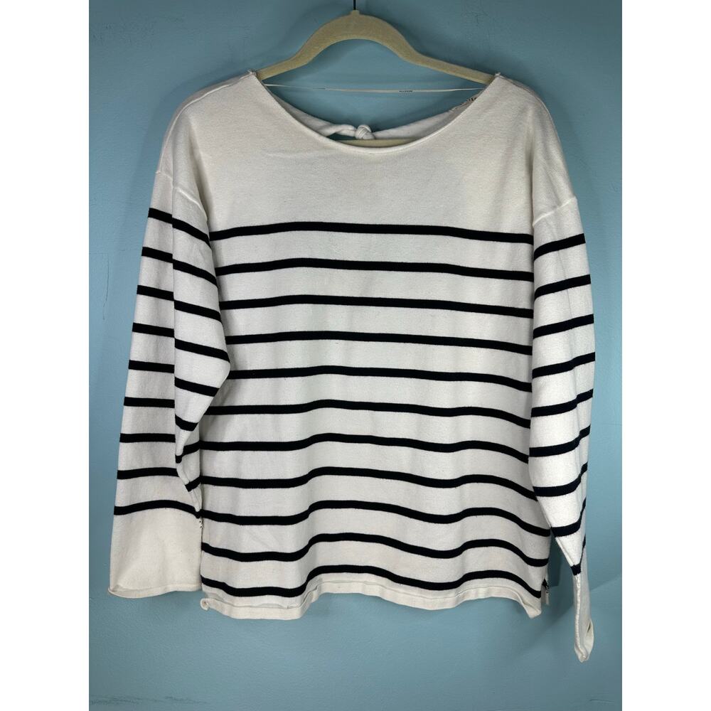 Ellison striped sweater with a tie-back detail black and white Size Medium